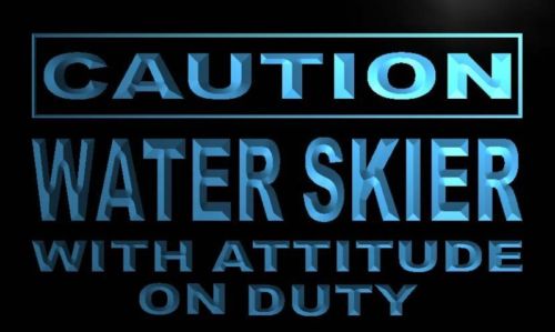 Caution Water Skier on Duty Neon Light Sign